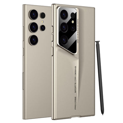 Samsung Galaxt S23 Ultra Super Blade Luxury Slim Car Case with Camera Glass Finish - Gold
