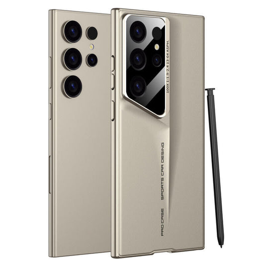 Samsung Galaxt S23 Ultra Super Blade Luxury Slim Car Case with Camera Glass Finish - Gold