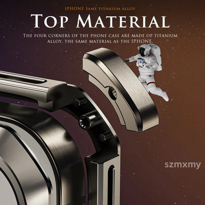 iPhone 15 Pro Titanium Alloy Mechanical Armor Hollow Heat Dissipation Shockproof Case - Titanium