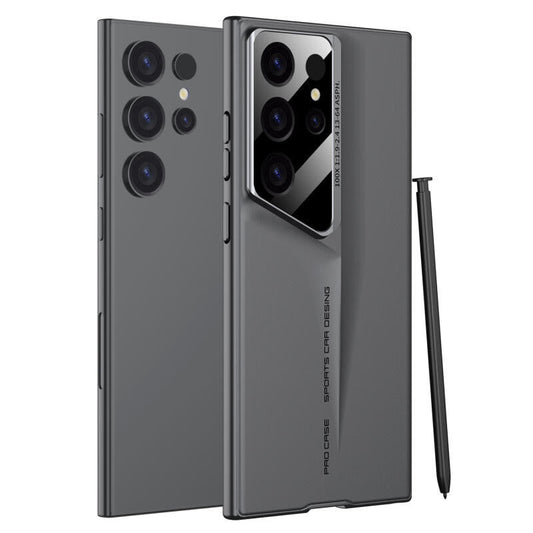 Samsung Galaxt S23 Ultra Super Blade Luxury Slim Car Case with Camera Glass Finish - Gray