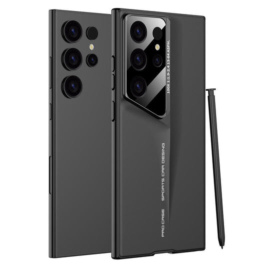 Samsung Galaxt S23 Ultra Super Blade Luxury Slim Car Case with Camera Glass Finish - Black