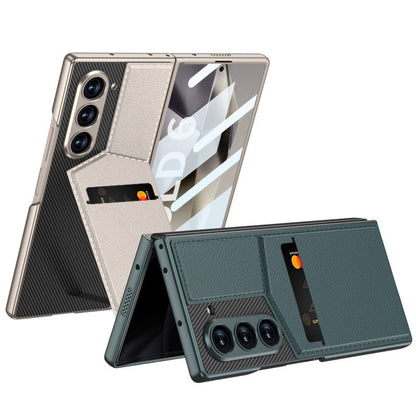 Samsung Z Fold 6 GKK Luxury Wallet Card Holder Stand Leather Case With Glass Protector