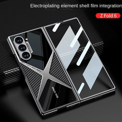 Samsung Galaxy Z Fold 6 GKK X Pattern Leather & Glass Back Cover with Front Glass