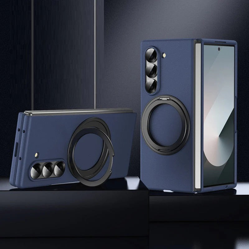 Samsung Galaxy Z Fold 6 Thunderbolt Shockproof Case with 360 Metal Rotating Ring & Front Glass Protection