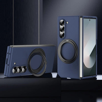 Samsung Galaxy Z Fold 6 Thunderbolt Shockproof Case with 360 Metal Rotating Ring & Front Glass Protection