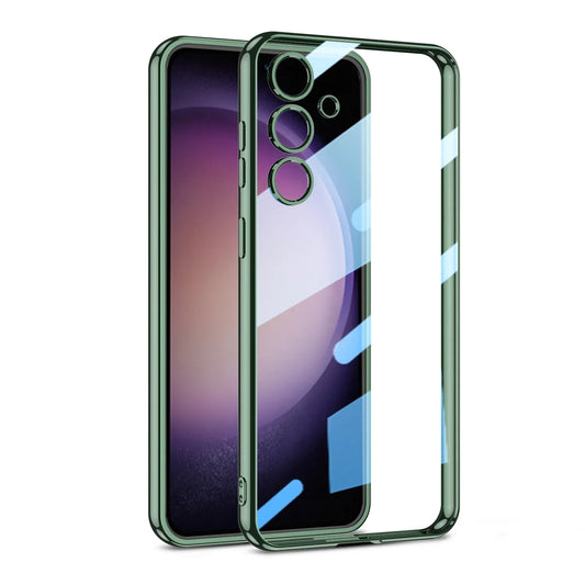 Samsung Galaxy S24 Ultra-Thin Transparent Electroplating TPU Soft Case Cover-Green
