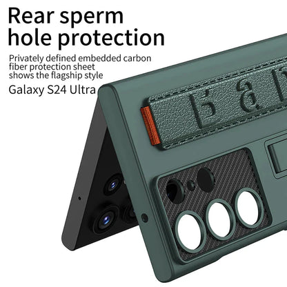 GKK Finger Hand Grip Band Belt Strap Case For Samsung Galaxy S24 Ultra Elastic Band Cover-Green